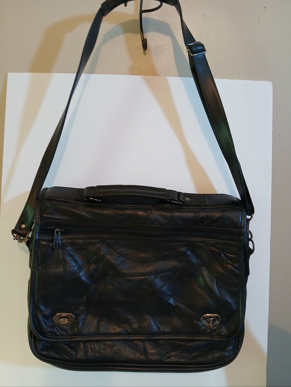 VTG Italian Mosaic Soft Patchwork Leather Top Handle Messenger-Briefcase Bag-